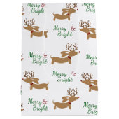 Dachshund Rendier Kerstcadeauzak Merry Doxie Medium Cadeauzakje (Achterkant)