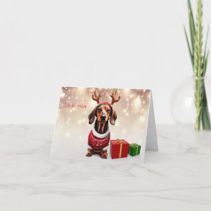 Dachshund Rendier Kerstkaart Kaart