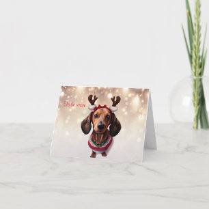 Dachshund Rendier Kerstkaart Kaart