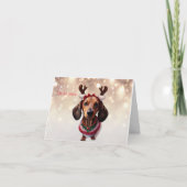 Dachshund Rendier Kerstkaart Kaart (Voorkant)