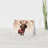 Dachshund Rendier Kerstkaart Kaart (Voorkant)