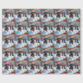 Dachshund Rent in de Sneeuw met Kerstmuts Cadeaupapier (Vlak)