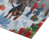 Dachshund Rent in de Sneeuw met Kerstmuts Snijplank (Hoek)