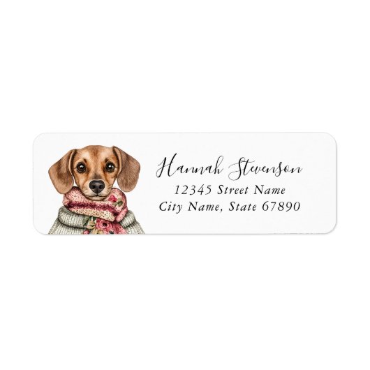 Dachshund retouradreslabels etiket (Voorkant)