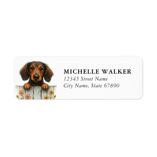 Dachshund retouradreslabels etiket (Voorkant)