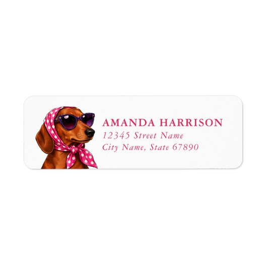 Dachshund retouradreslabels etiket (Voorkant)