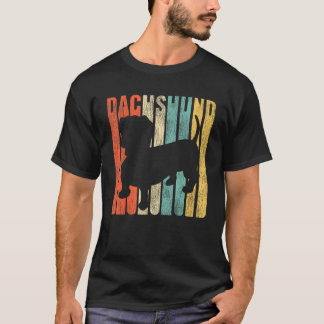 Dachshund Retro 1970s Dog Doxen Cracked Distressed T-shirt