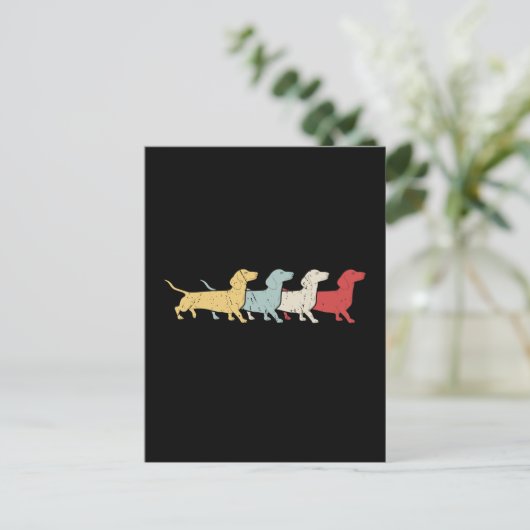 Dachshund Retro  Briefkaart (Staand voorkant)
