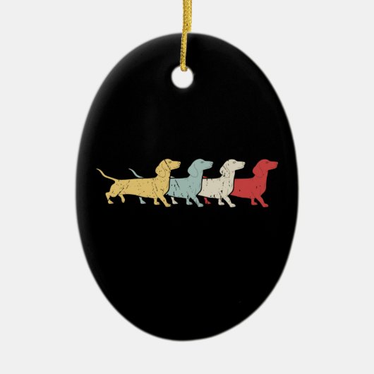 Dachshund Retro  Keramisch Ornament (Voorkant)