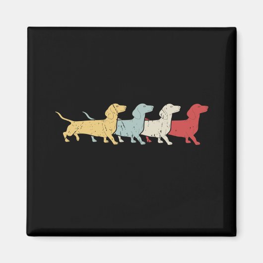 Dachshund Retro  Magneet (Voorkant)