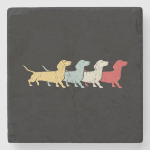 Dachshund Retro  Stenen Onderzetter