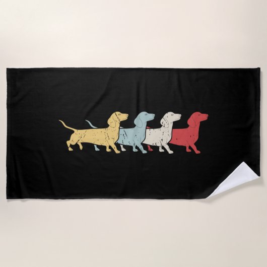 Dachshund Retro  Strandlaken (Voorkant)