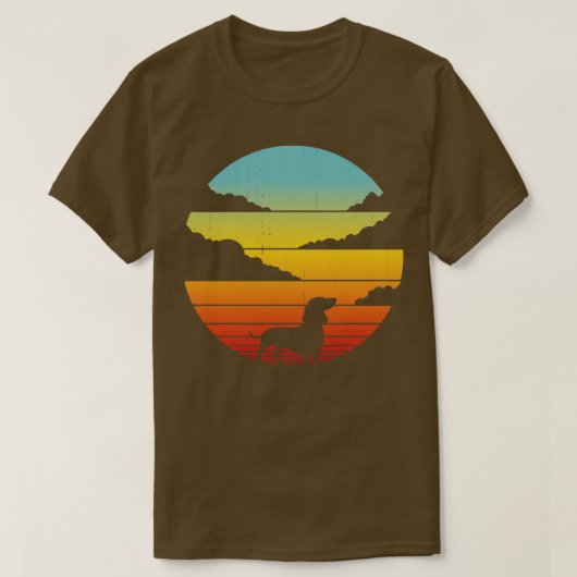 Dachshund Retro  Sunset 60s 70s voor mannen vrouwe T-shirt (Design voorkant)