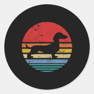 Dachshund Retro Sunset Dog Daschund Classic Ronde Sticker