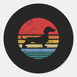 Dachshund Retro Sunset Dog Daschund Ronde Sticker