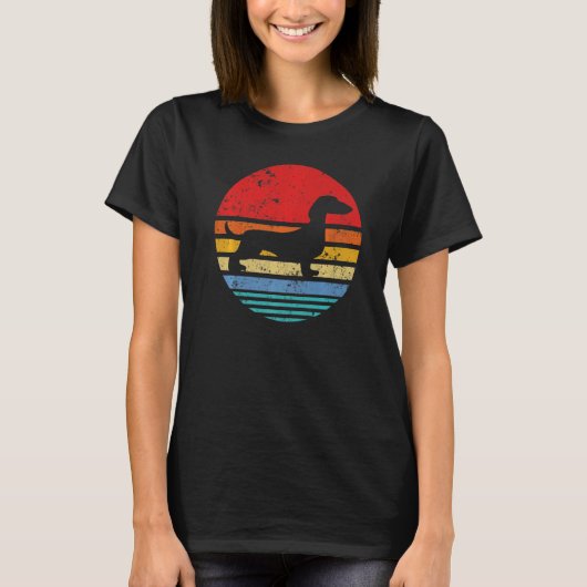 Dachshund Retro Sunset Dog Daschund T-shirt (Voorkant)