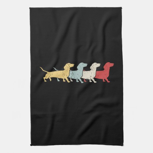 Dachshund Retro  Theedoek (Verticaal)