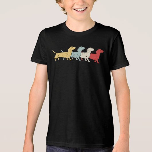 Dachshund Retro Tri-Blend Shirt (Voorkant)