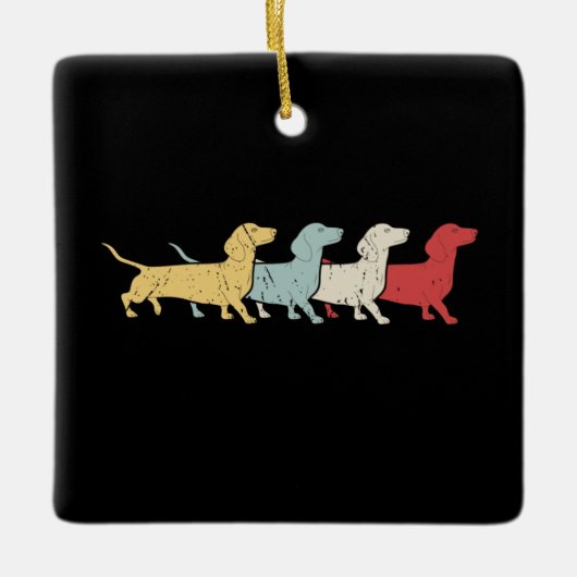 Dachshund Retro Vintage  Keramisch Ornament (Voorkant)
