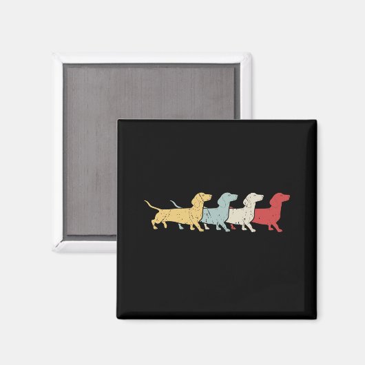 Dachshund Retro Vintage Magneet (Voorkant / Achterkant)