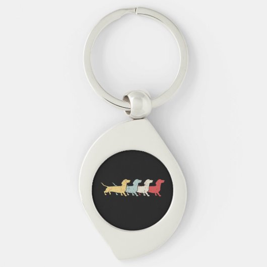 Dachshund Retro Vintage Sleutelhanger (Voorkant)