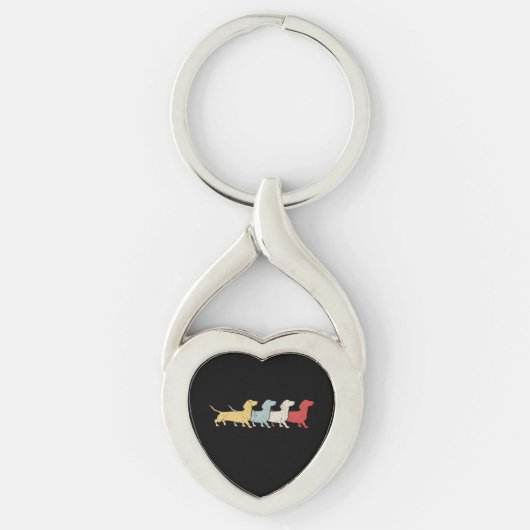 Dachshund Retro Vintage Sleutelhanger (Voorkant)