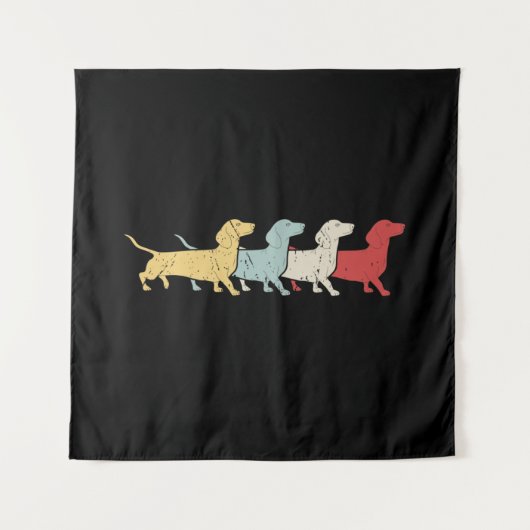 Dachshund Retro Vintage Wandkleed (Voorkant)