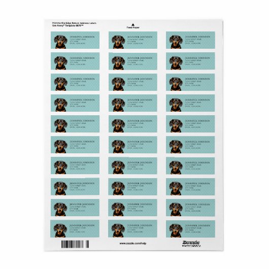 Dachshund Return Address Label (Full Sheet)
