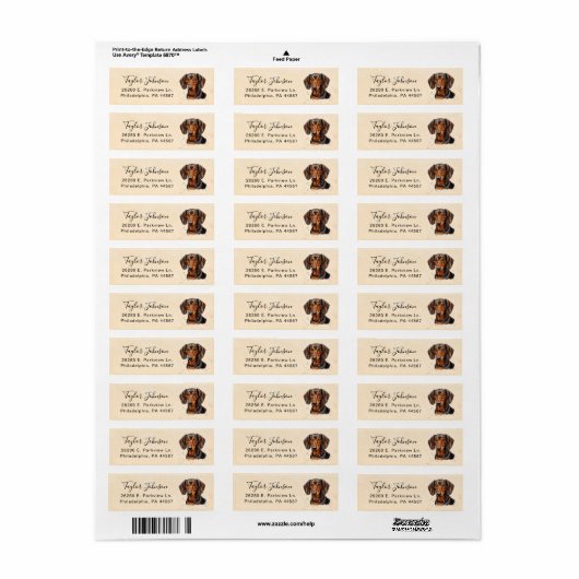 Dachshund Return Address Label (Full Sheet)