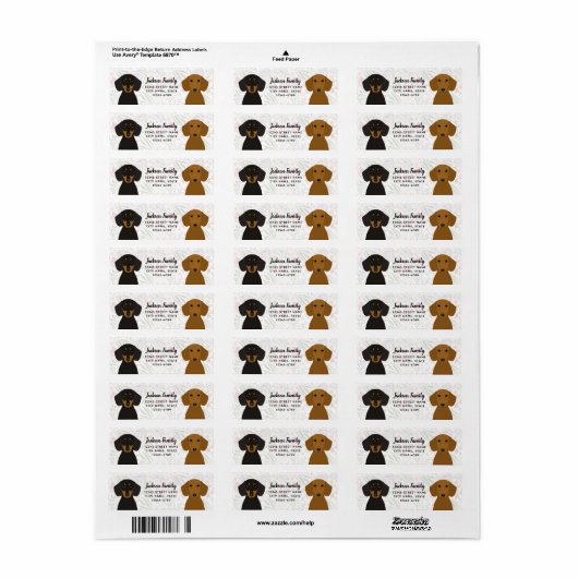 Dachshund Return Address Labels (Full Sheet)