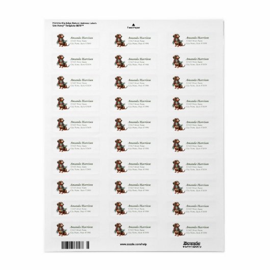 Dachshund Return Address Labels (Full Sheet)