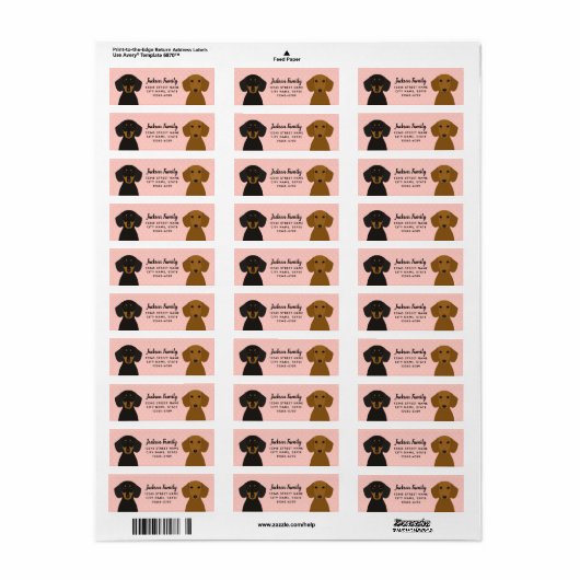 Dachshund Return Address Labels (Full Sheet)
