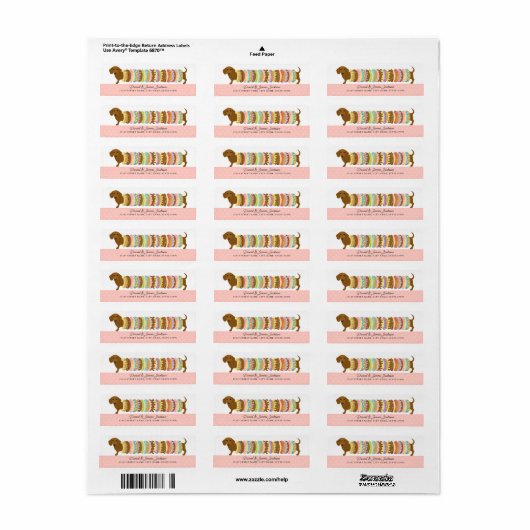 Dachshund Return Address Labels (Full Sheet)