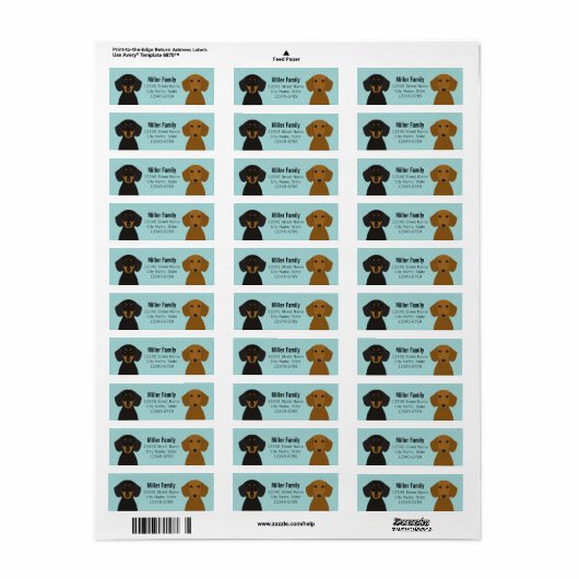 Dachshund Return Address Labels (Full Sheet)