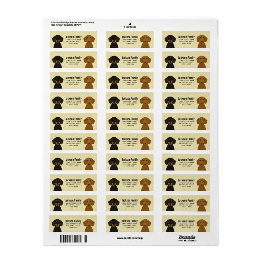 Dachshund Return Address Labels (Full Sheet)
