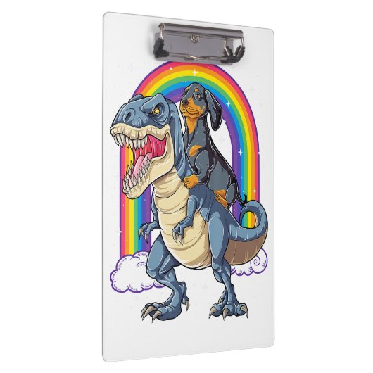Dachshund Riding Dinosaur T Rex Gifts Boys Kids Me Klembord (Rechts)