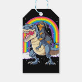 Dachshund Riding Dinosaur T Rex Gifts Boys Kinder Cadeaulabel (Voorkant)
