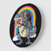 Dachshund Riding Dinosaur T Rex Gifts Boys Kinder Grote Klok (Hoek)