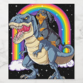 Dachshund Riding Dinosaur T Rex Gifts Boys Kinder Wijn Etiket (Enkel label)