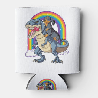 Dachshund Riding Dinosaur T rex Shirt voor mannen Blikjeskoeler