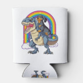 Dachshund Riding Dinosaur T rex Shirt voor mannen Blikjeskoeler (Achterkant)