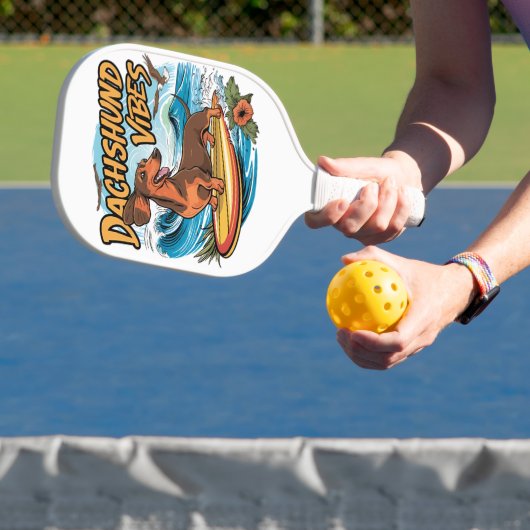 Dachshund Riding Surfboard Surfen Pickleball Paddle (Insitu)