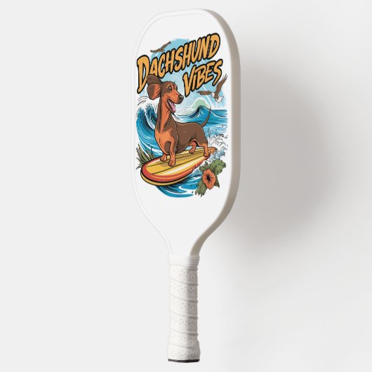 Dachshund Riding Surfboard Surfen Pickleball Paddle (Links)
