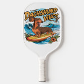 Dachshund Riding Surfboard Surfen Pickleball Paddle (Voorkant)