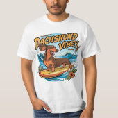 Dachshund Riding Surfboard Surfen T-shirt (Voorkant)