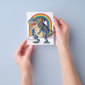 Dachshund rijdt op Dinosaur T Rex cadeaus jongens Flyer (Hand)