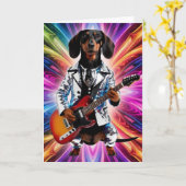 Dachshund Rock Star Kaart (Gele Bloem)