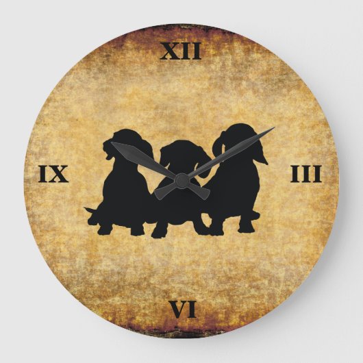 Dachshund  Roman Numeral Wall Clock Grote Klok (Voorkant)