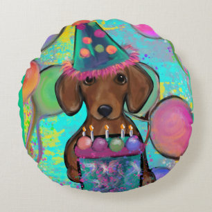 Dachshund  rond kussen