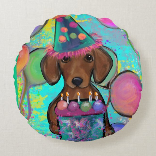 Dachshund  rond kussen (Voorkant)